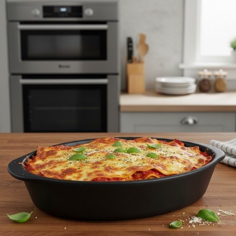 Alpina - Ceramiczne naczynie żaroodporne do zapiekania owalne 20x12x5 cm 470 ml (czarny)