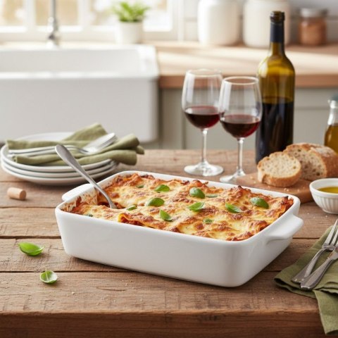 Alpina - Ceramiczne naczynie żaroodporne do zapiekania prostokątne 28x18x6 cm (biały)