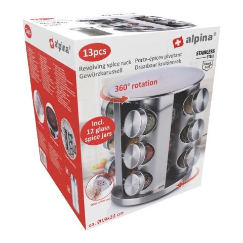 Alpina - Obrotowy stojak organizer na przyprawy 12 słoiczków