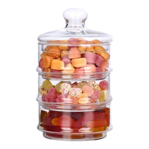 Alpina - Szklany pojemnik / słój na słodycze 3 poziomowy 12x23 cm