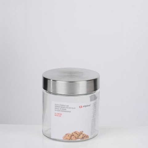 Alpina - Szklany słoik / pojemnik do przechowywania z zakrętką 500 ml 11x12 cm
