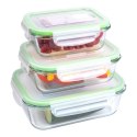Alpina - Zestaw 6 szklanych pojemników na żywość z pokrywką lunchbox 370 ml / 640 ml / 1050 ml
