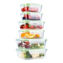 Alpina - Zestaw 6 szklanych pojemników na żywość z pokrywką lunchbox 370 ml / 640 ml / 1050 ml