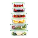 Alpina - Zestaw 6 szklanych pojemników na żywość z pokrywką lunchbox 370 ml / 640 ml / 1050 ml