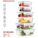 Alpina - Zestaw 6 szklanych pojemników na żywość z pokrywką lunchbox 370 ml / 640 ml / 1050 ml