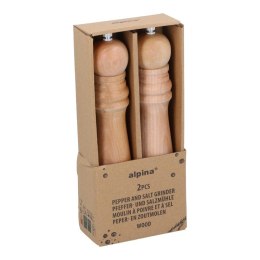 Alpina - Zestaw drewnianych młynków do pieprzu i soli 25 cm (2 sztuki)