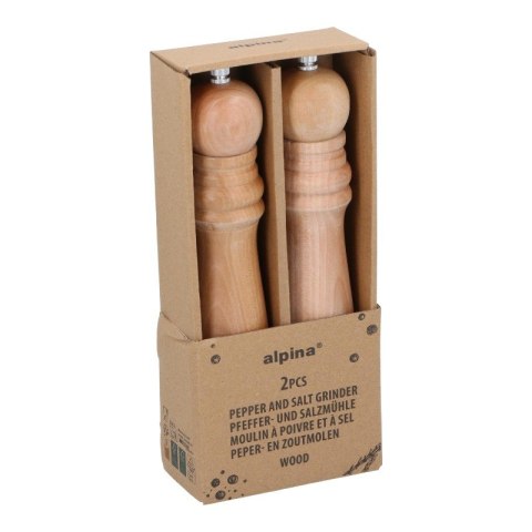 Alpina - Zestaw drewnianych młynków do pieprzu i soli 25 cm (2 sztuki)