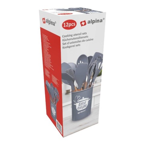 Alpina - Zestaw silikonowych przyborów kuchennych ze stojakiem 12 elementów