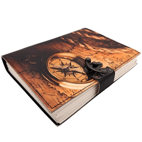 Notes Skórzany Kompas Retro Vintage 200 stron - Prezent dla Podróżnika - AH10A