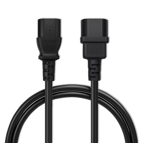 Qoltec Kabel przedłużający zasilający IEC C13/C14 | 3x1.0mm² | 1.8m