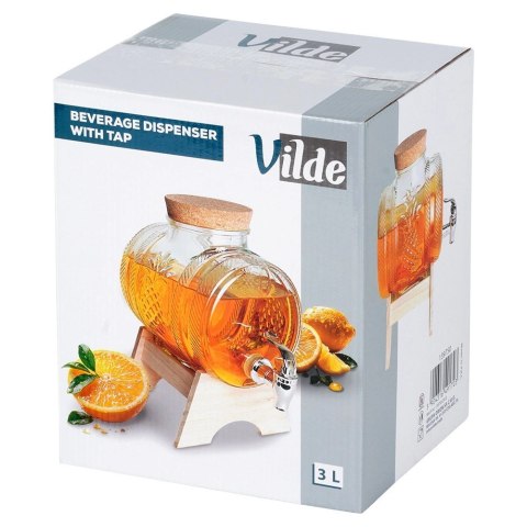 Słój Dozownik Dyspender do Napojów z Kranikiem Stojakiem Szklany ORION 3l