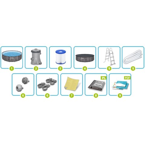 Basen ogrodowy stelażowy 427 x 107 cm 11w1 Bestway 5614Z