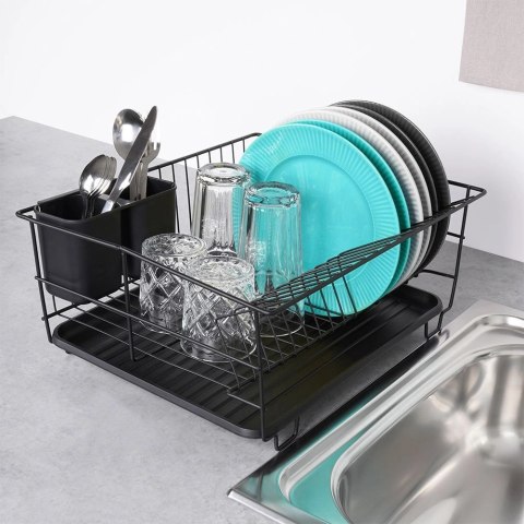 Suszarka do Naczyń na Talerze Sztućce Pojemna Czarna VILDE 40 x 33 x 17 cm
