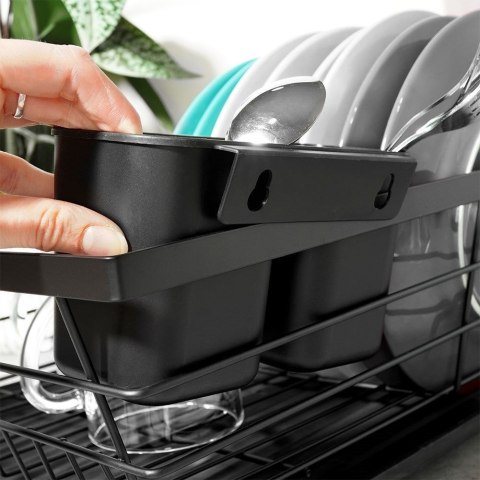 Suszarka do Naczyń na Talerze Sztućce Pojemna Czarna VILDE 43 x 32 x 14,5 cm