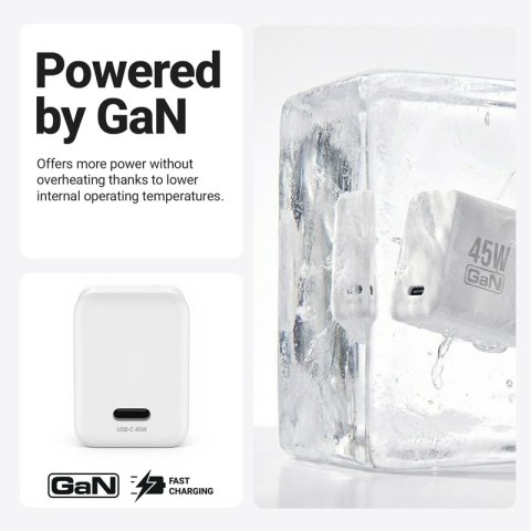 Crong Ultra Compact GaN - Ładowarka sieciowa USB-C 45W PD 3.0 z PPS (biały)