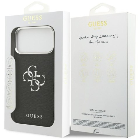 Guess Grained Big 4G Classic Logo - Etui iPhone 17 Pro Max (czarny)