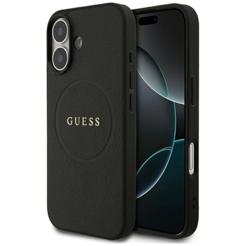 Guess Grained Ring MagSafe - Etui iPhone 17 (czarny)