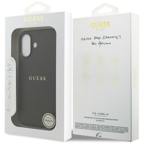 Guess Grained Ring MagSafe - Etui iPhone 17 (czarny)