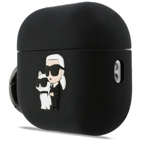 Karl Lagerfeld Silicone Karl & Choupette Head 3D - Etui AirPods Pro 3 (czarny)
