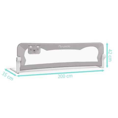 Barierka ochronna do łóżka zabezpieczająca bramka blokada 200 cm Nukido szara