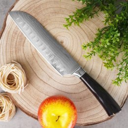 Nóż Santoku 31 cm Stal Damasceńska Drewniany Uchwyt Solidny Trwały ORION