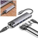 Adapter (HUB) USB typu C na HDMI/2x USB3.0/2x USB typu C/RJ45