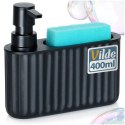 Dozownik płynu do naczyń z pojemnikiem na gąbkę czarny 400 ml