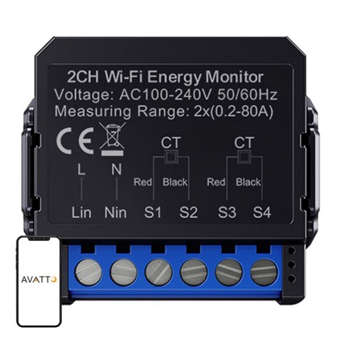 Licznik energii smart AVATTO WPM16-2 Wi-Fi dwukierunkowy