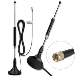 Qoltec Antena 4G LTE z podstawą magnetyczną| 5dBi | dookólna | wewnętrzna | 600-2700 MHz | SMA | 3m