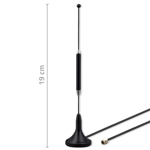 Qoltec Antena 4G LTE z podstawą magnetyczną| 5dBi | dookólna | wewnętrzna | 600-2700 MHz | SMA | 3m