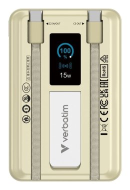 Verbatim 32274 bank mocy Litowo-polimerowy (LiPo) 10000 mAh Bezprzewodowe ładowanie Złoto