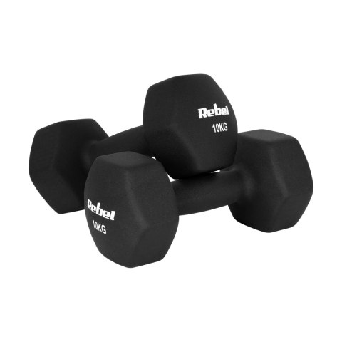Hantelki żeliwne neoprenowe HEX 2x10kg, REBEL ACTIVE