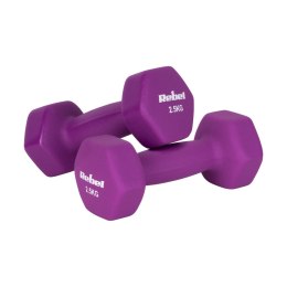 Hantelki żeliwne neoprenowe HEX 2x2.5kg, REBEL ACTIVE