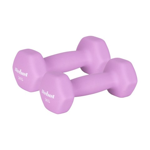 Hantelki żeliwne neoprenowe HEX 2x2kg, REBEL ACTIVE