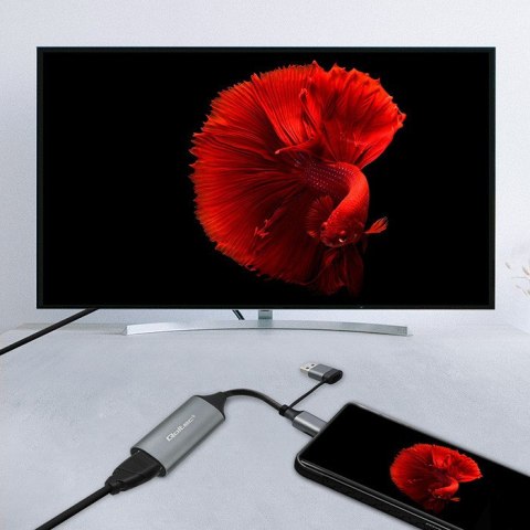 Qoltec Karta przechwytywania obrazu | Adapter USB-C USB-A | HDMI | 4K 30Hz | Aluminium