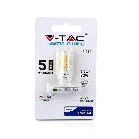Żarówka LED V-TAC SAMSUNG CHIP 3.2W G4 12V VT-234 4000K 385lm 5 lat gwarancji