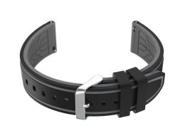 Pasek gumowy do zegarka U14 - czarny/szary - 22mm