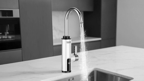 Przepływowy podgrzewacz wody - bateria kuchenna biała