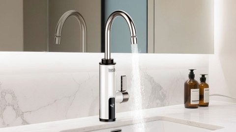 Przepływowy podgrzewacz wody - bateria kuchenna biała