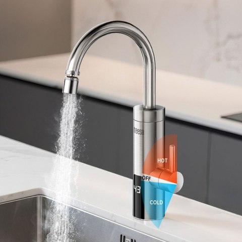 Przepływowy podgrzewacz wody - bateria kuchenna metalowa