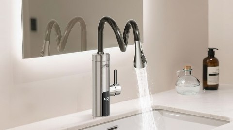 Przepływowy podgrzewacz wody - bateria metalowa kuchenna z elastyczną wylewką