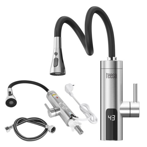 Przepływowy podgrzewacz wody - bateria metalowa kuchenna z elastyczną wylewką