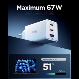Spigen Essential EE673EU GaN Pro - Ładowarka sieciowa 2x USB-C + USB-A 67W (White)