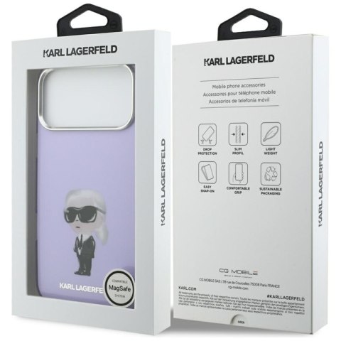 Karl Lagerfeld IML Aquarelle Karl & Choupette & Logo MagSafe - Etui iPhone 17 Pro Max (fioletowy)