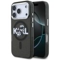 Karl Lagerfeld IML Glitter Karl & Choupette Sketch Logo MagSafe - Etui iPhone 17 Pro (czarny)