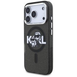 Karl Lagerfeld IML Glitter Karl & Choupette Sketch Logo MagSafe - Etui iPhone 17 Pro (czarny)