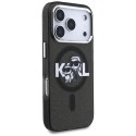 Karl Lagerfeld IML Glitter Karl & Choupette Sketch Logo MagSafe - Etui iPhone 17 Pro (czarny)
