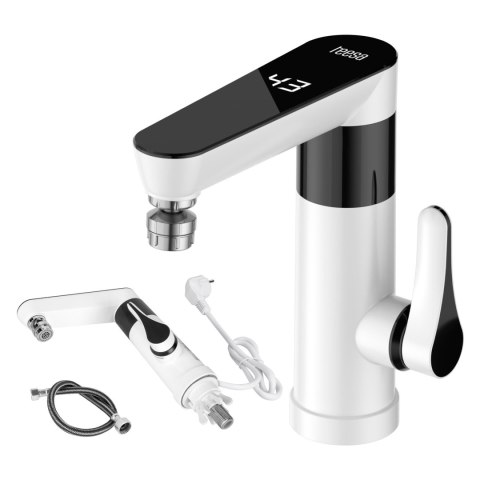 Przepływowy podgrzewacz wody - bateria stojąca biała