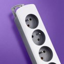 Qoltec Listwa zasilająca | 5 gniazd | 1.8m | Biało-szara| Quick switch