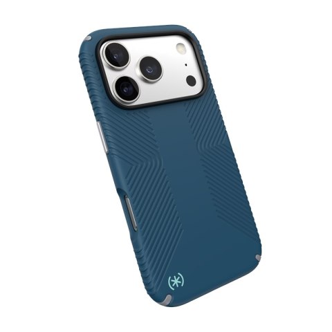 Speck Presidio2 Grip MagSafe - Etui iPhone 17 Pro (Deep Sea/Silver Metallic)